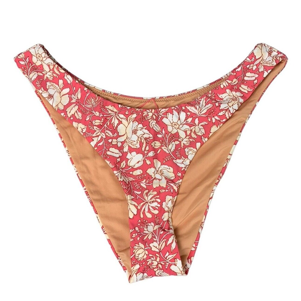 New! J. Crew Sz Small Curved Waist Cheeky Bikini Bottom Pink Tossed Floral BH553